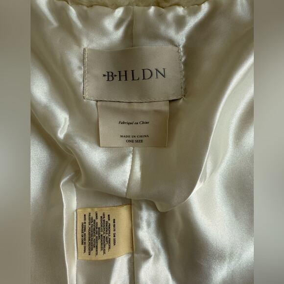 BHLDN FAUX FUR STOLE IVORY BRIDAL SHAWL WRAP HOOK EYE CLOSURE ONE SIZE - Picture 7 of 9